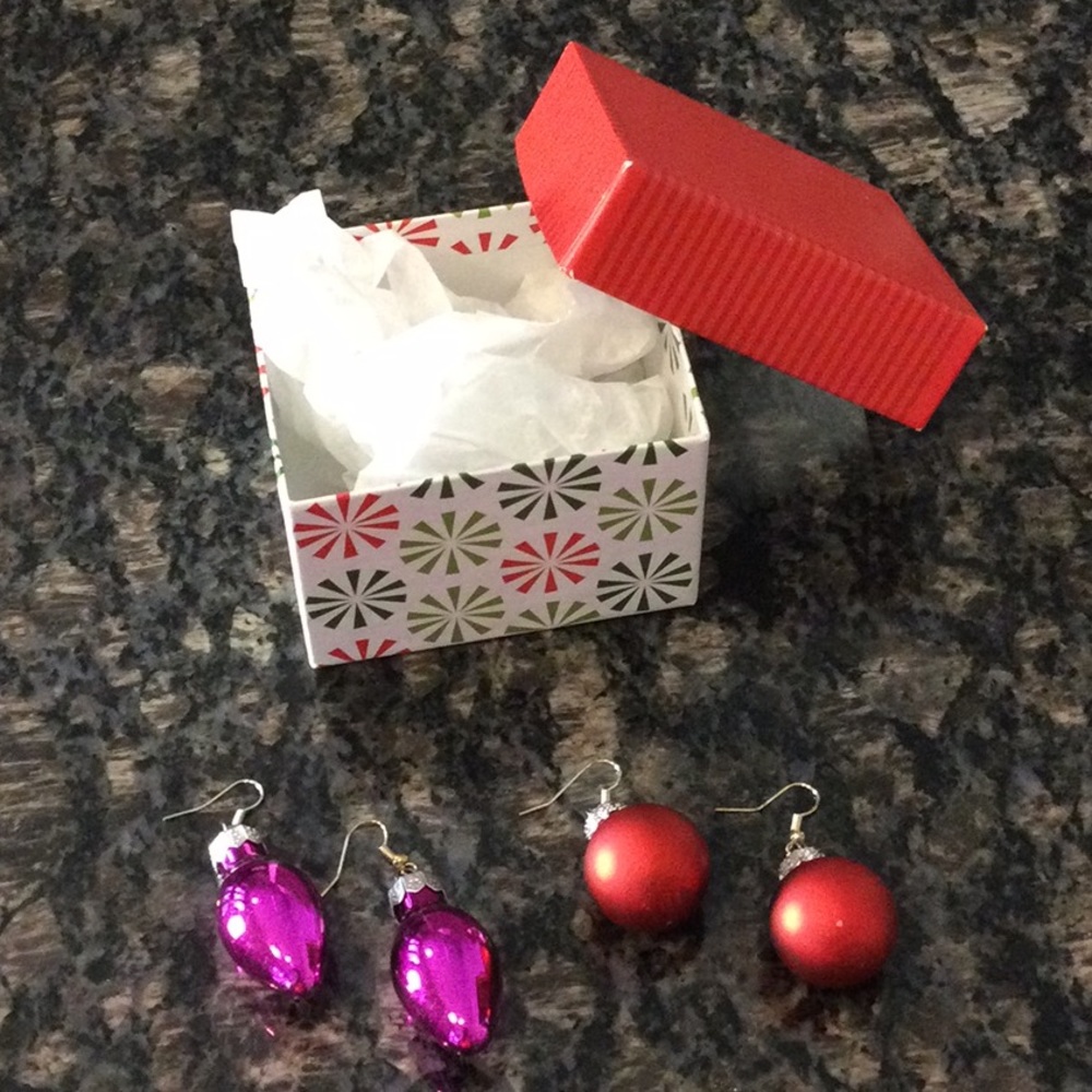 Christmas Bulb Earrings x 2
